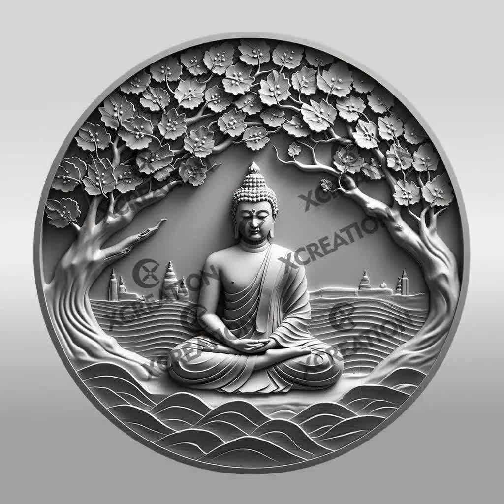 Buddha 3D Illusion Laser Engraving File, Meditating Zen Art for